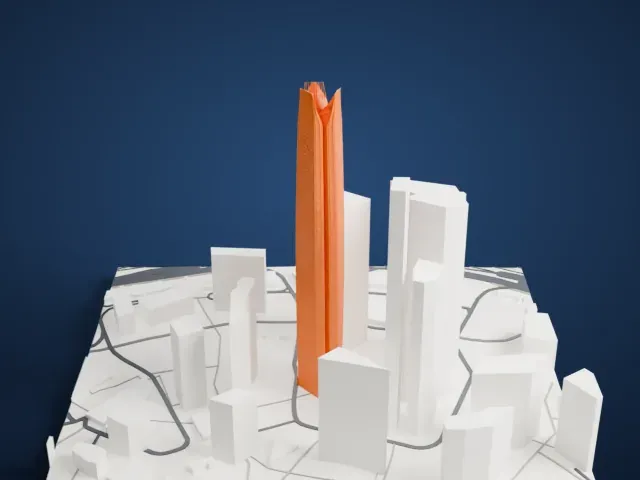 PIF Tower model, West view
