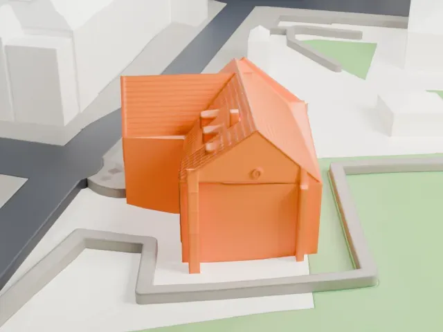 Pinkas Synagogue model, East view