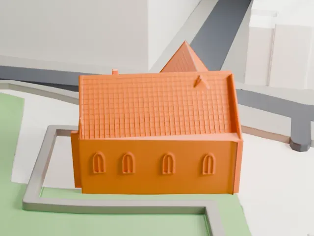 Pinkas Synagogue model, North view