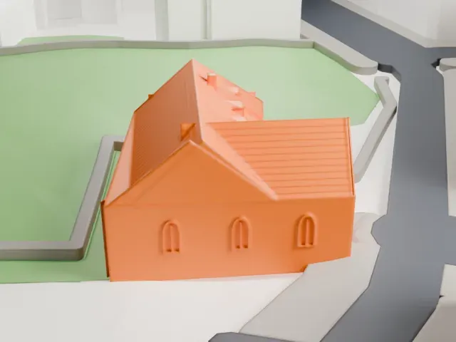 Pinkas Synagogue model, West view