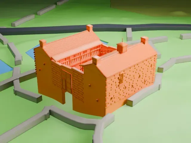 Pipe Spring (Winsor Castle) model, North view