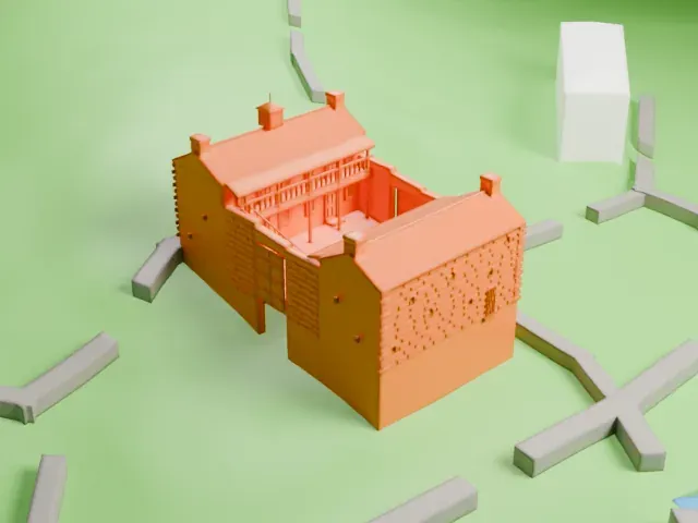 Pipe Spring (Winsor Castle) model, South view