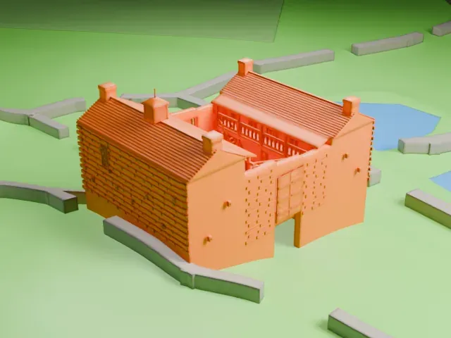 Pipe Spring (Winsor Castle) model, West view