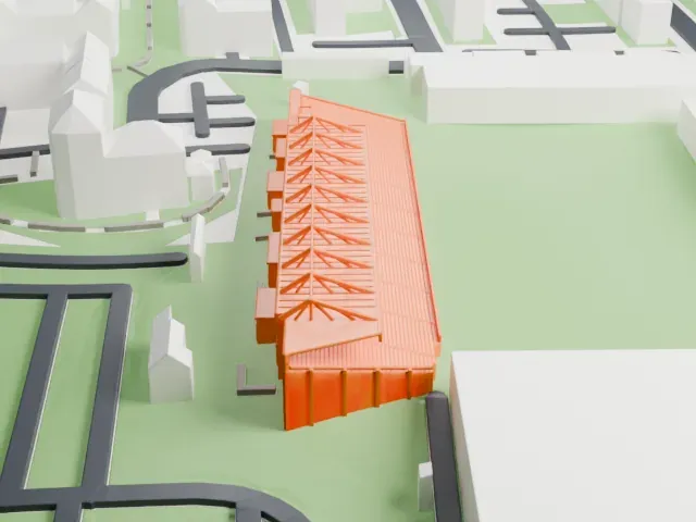 Pittodrie Stadium model, East view
