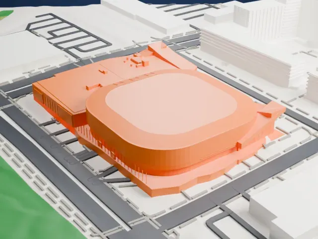 Place Bell model, East view