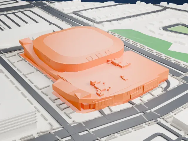 Place Bell model, West view