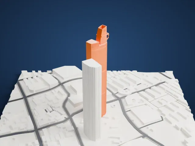 Plaza 66 model, West view