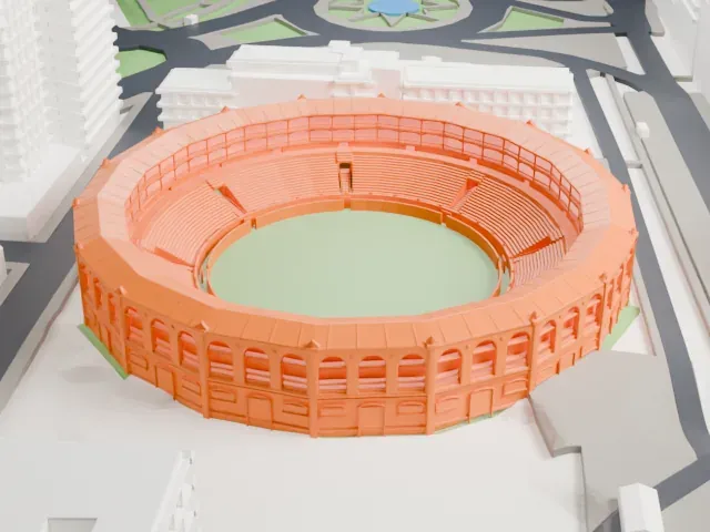 Plaza de toros de La Malagueta model, East view