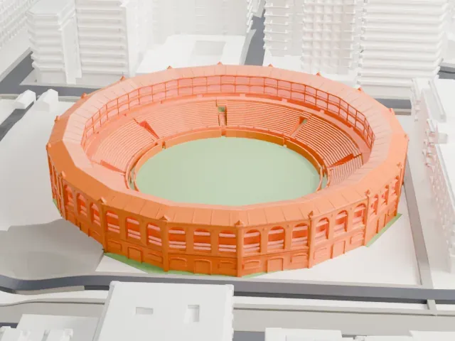 Plaza de toros de La Malagueta model, North view