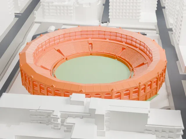 Plaza de toros de La Malagueta model, West view