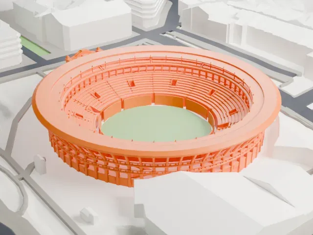 Plaza de Toros de Pamplona model, East view