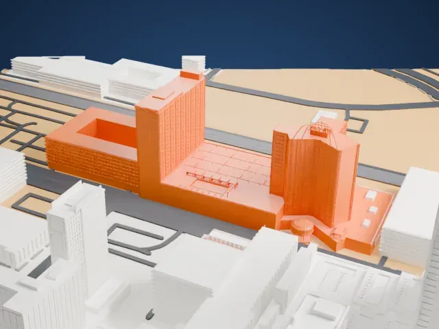 Plaza Hotel & Casino model, East view
