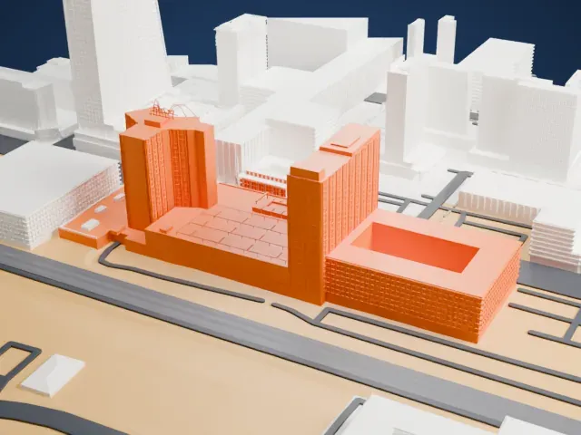 Plaza Hotel & Casino model, West view
