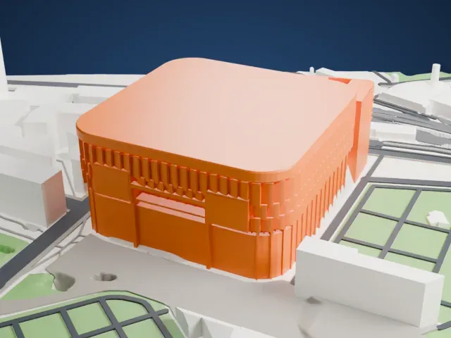 Plenitude Arena model, South view