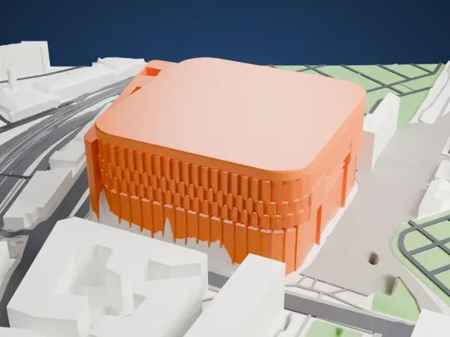 Plenitude Arena model, West view