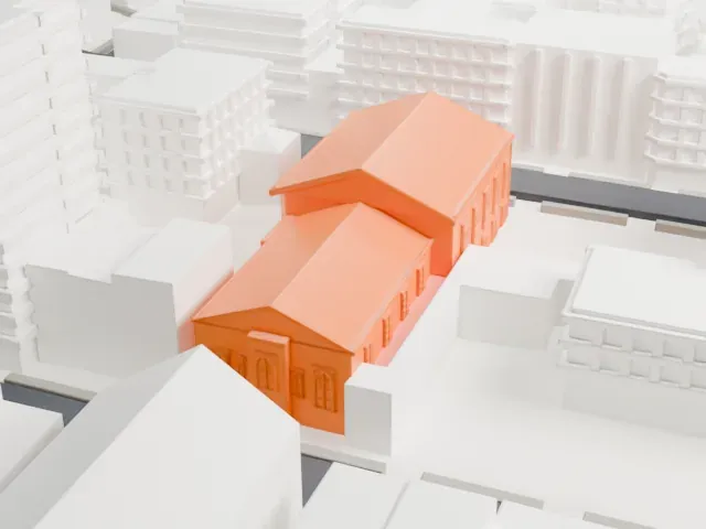 Plymouth Church, Brooklyn model, North view