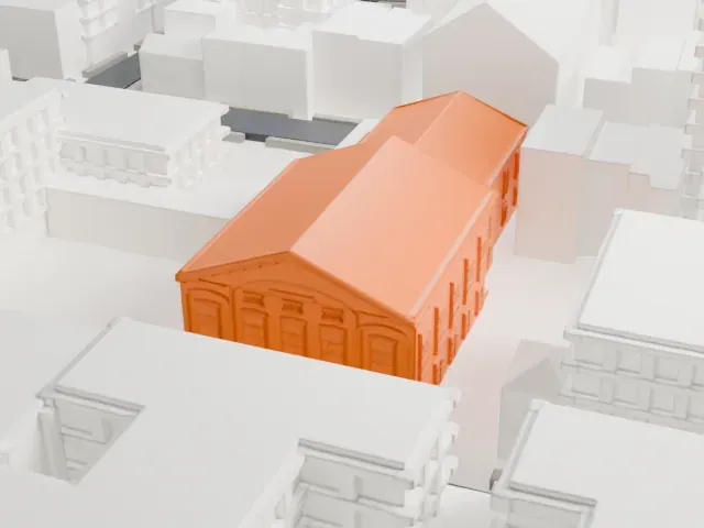 Plymouth Church, Brooklyn model, South view