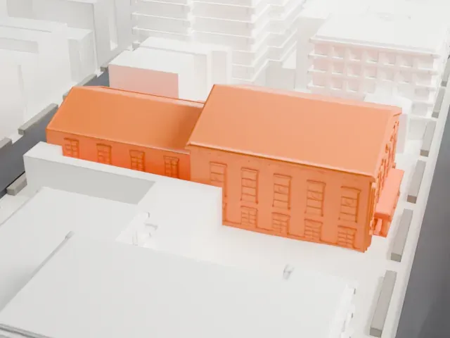 Plymouth Church, Brooklyn model, West view