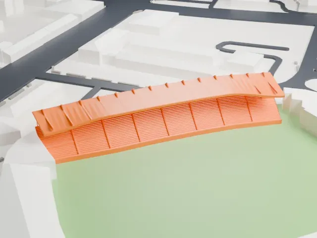 Podgorica City Stadium model, East view