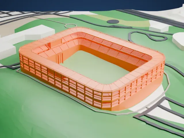 Pohang Steel Yard model, South view