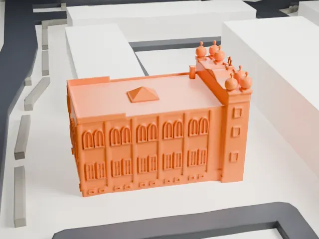 Poile Zedek Synagogue model, South view