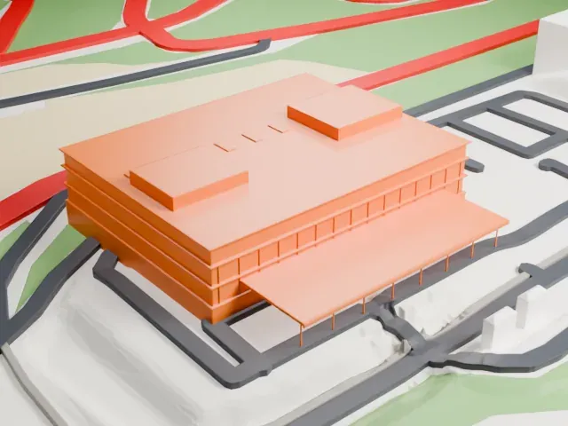 Porsche Experience Center Hockenheimring model, East view