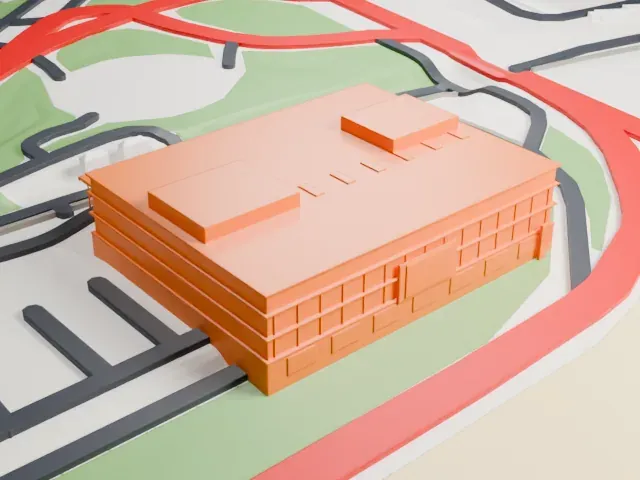 Porsche Experience Center Hockenheimring model, West view