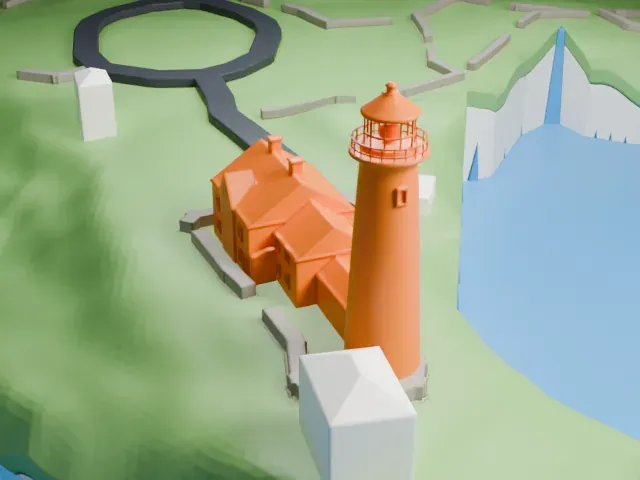 Portland Head Light model, East view