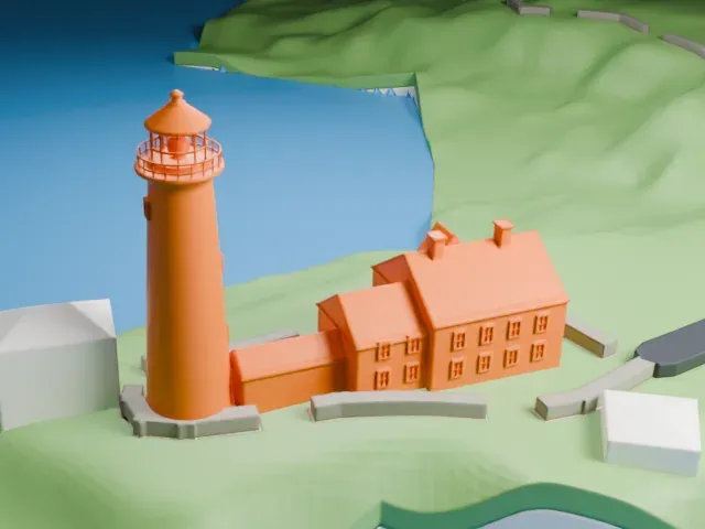 Portland Head Light model, North view