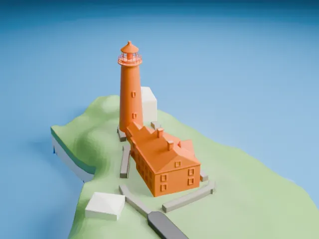 Portland Head Light model, West view