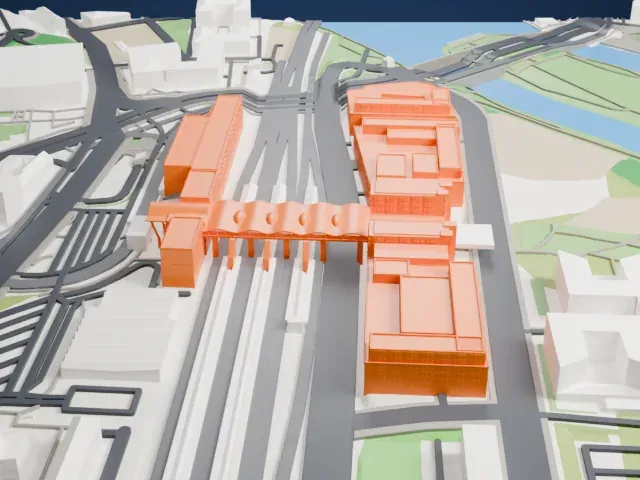 Potsdam Hauptbahnhof model, East view