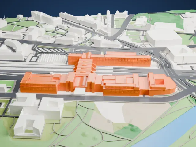 Potsdam Hauptbahnhof model, North view
