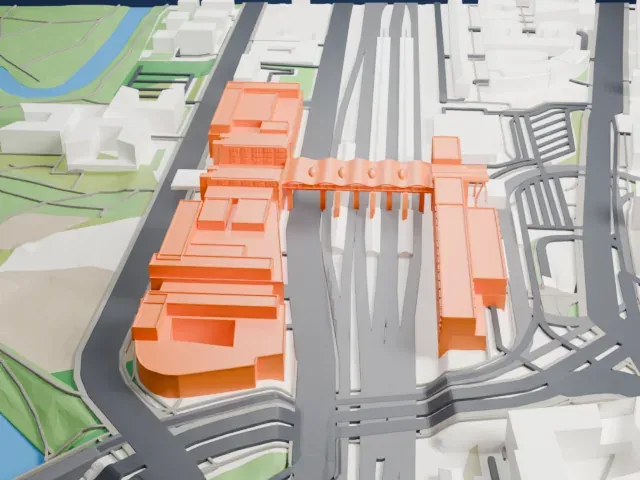 Potsdam Hauptbahnhof model, West view