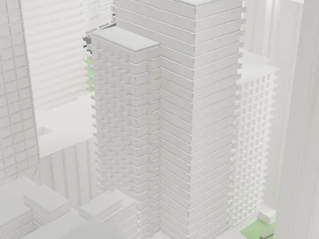 Potter Building model, South view