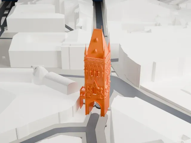 Powder Tower, Prague model, West view
