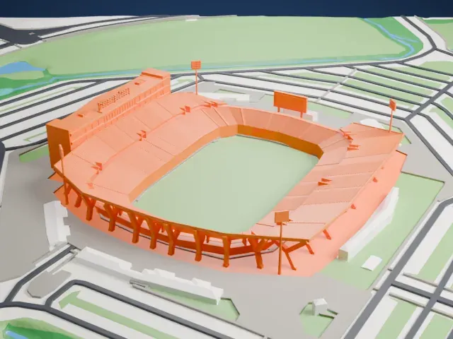 Pratt & Whitney Stadium at Rentschler Field model, East view