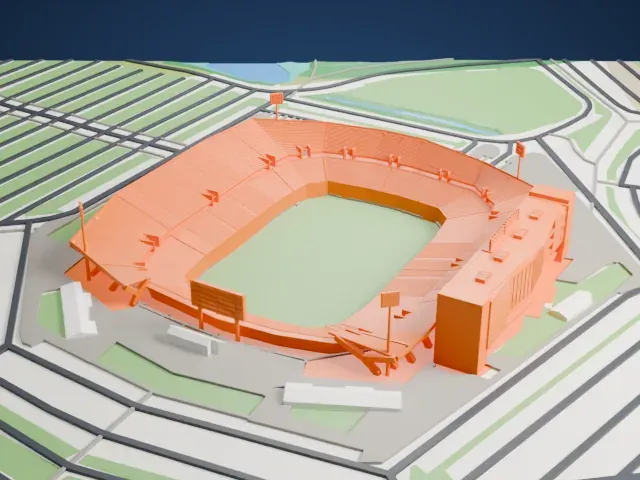 Pratt & Whitney Stadium at Rentschler Field model, West view