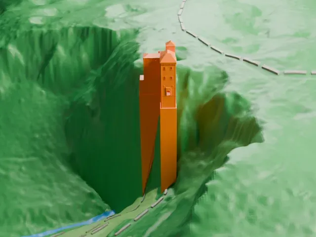 Predjama Castle model, East view