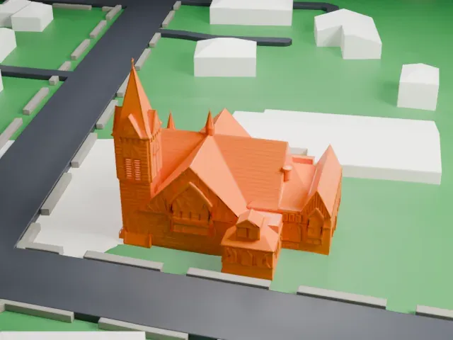 Presbyterian Church at Bound Brook model, East view
