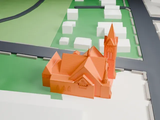 Presbyterian Church at Bound Brook model, West view