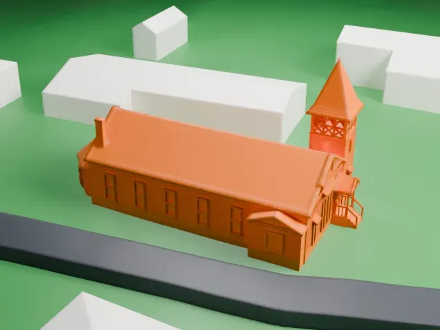 Presbyterian Church of Norwood model, West view