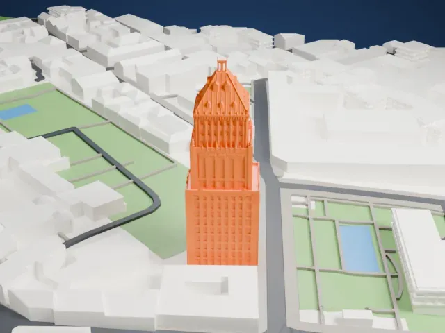 Price Building model, East view