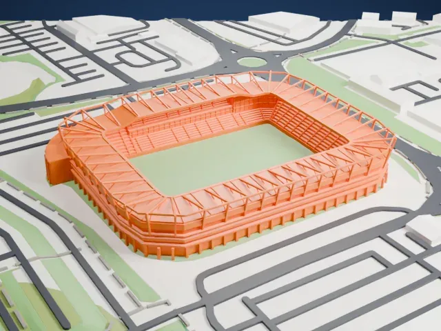 Pride Park Stadium model, East view