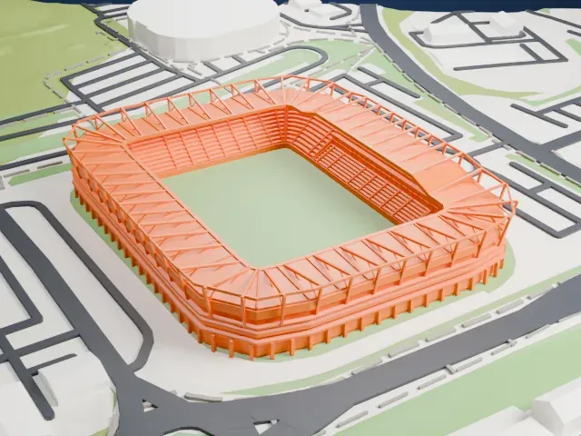 Pride Park Stadium model, North view