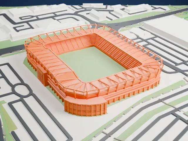 Pride Park Stadium model, South view