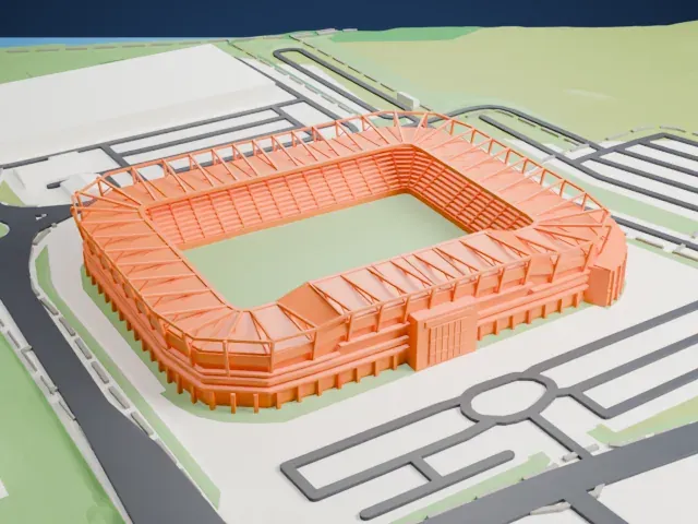 Pride Park Stadium model, West view