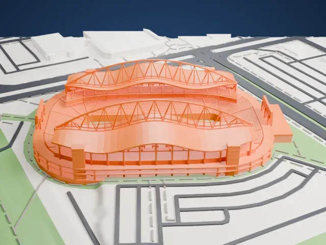 Princess Auto Stadium model, West view