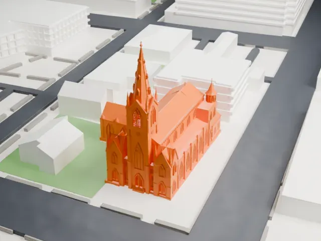 Pro-Cathedral of Saint Patrick in Newark model, East view