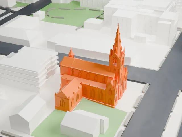 Pro-Cathedral of Saint Patrick in Newark model, South view