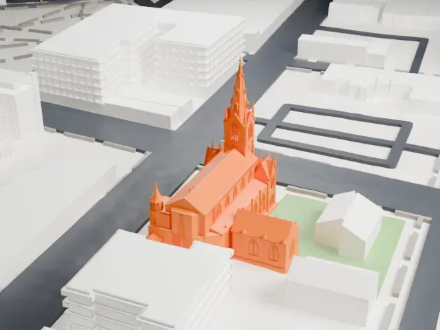 Pro-Cathedral of Saint Patrick in Newark model, West view